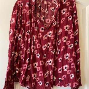 Lucky Brand long sleeve blouse V-neck size large